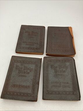 Set of 4 Pocket Bibles in Brown Covers